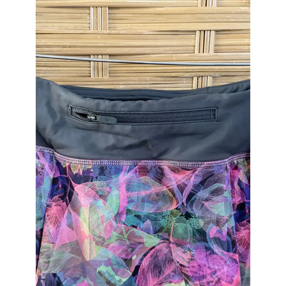 Lululemon sheer mesh floral print skirt skirt size 12 tennis pickleball active
